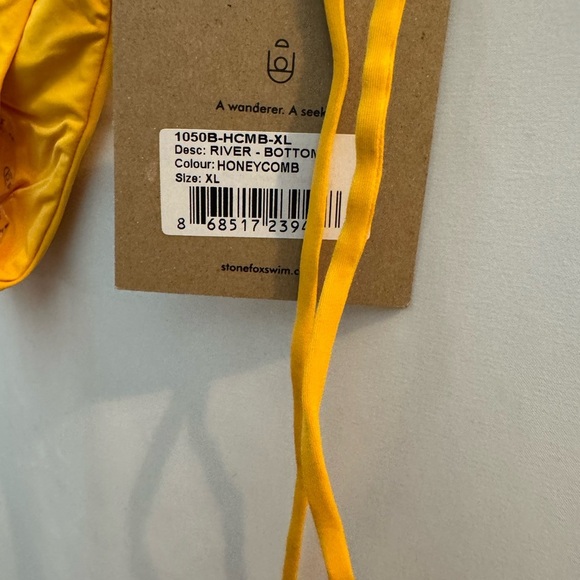 Stone Fox River Bikini Swim Bottom Honeycomb Yellow XL - Picture 3 of 6